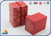 Rigid Handmade Jewelry Paper Gift Box With Bow Ribbon Shimmering Powder