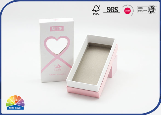 Heart Shaped Window Iridescent Paper Rigid Gift Box Logo Embossing