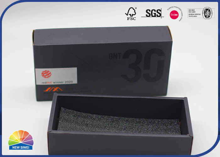 E-Flute Scatola postale ondulata nera Laminazione opaca Dimensioni e logo personalizzati