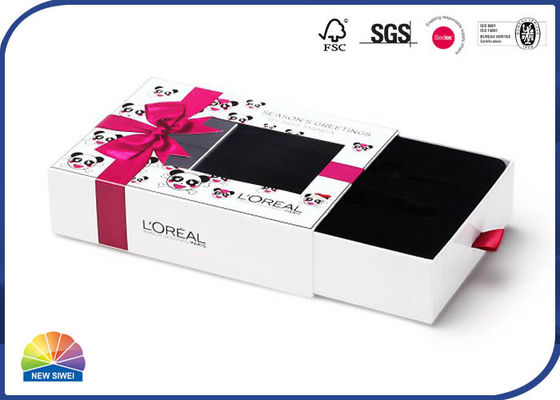 Scatola del cassetto di Brown Kraft del contenitore di regalo di trucco di Bowknot con la chiara finestra del PVC